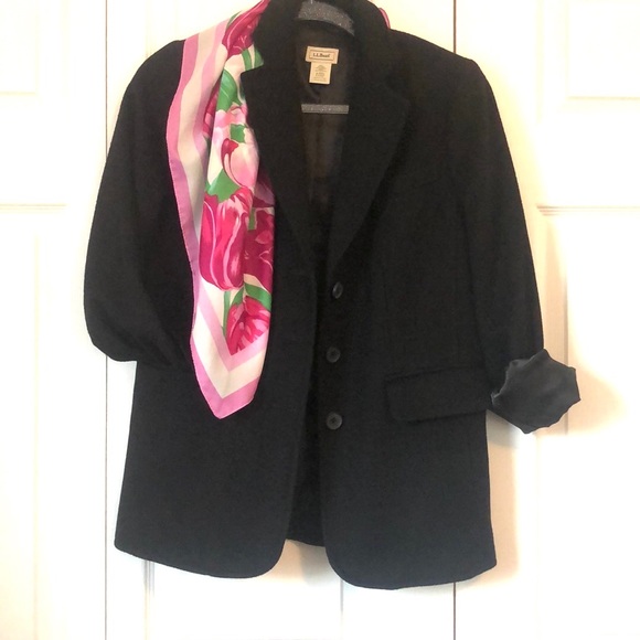 L.L. Bean Wool Cashmere Black Blazer Jacket sz 6 - Picture 12 of 14